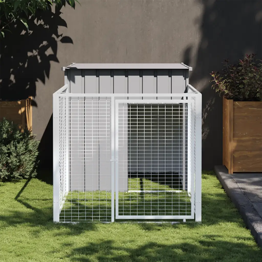 Casetta per cani con corsa 110x201x110 cm acciaio zincato