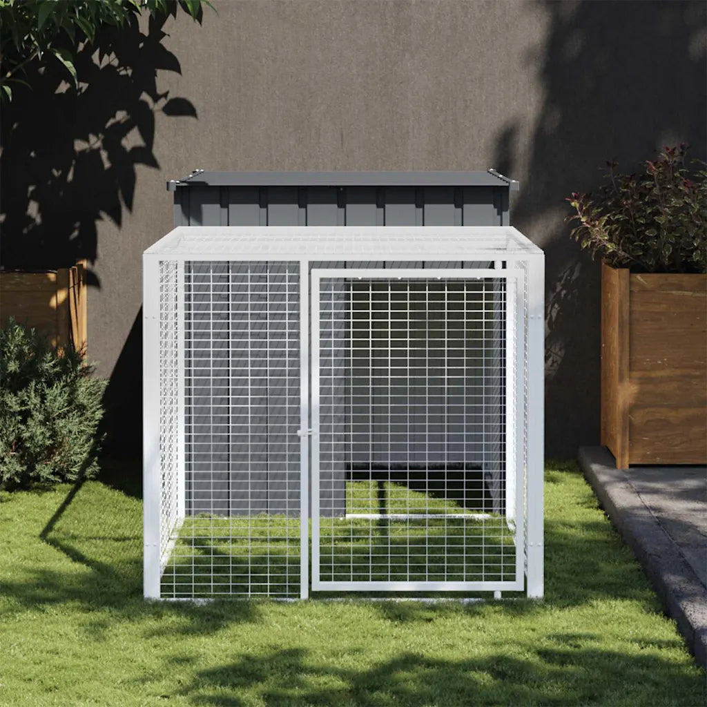 Gabbia per polli con recinto 110x201x110 cm in acciaio zincato