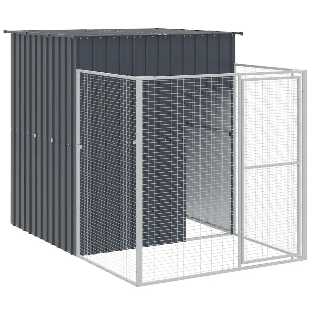 Casetta per cani con corsa 165x251x181 cm acciaio zincato