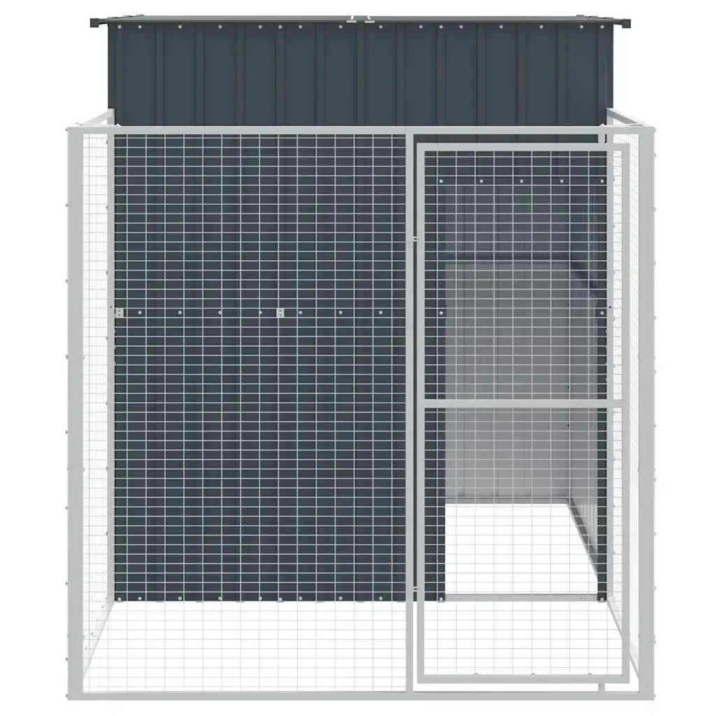 Casetta per cani con corsa 165x251x181 cm acciaio zincato