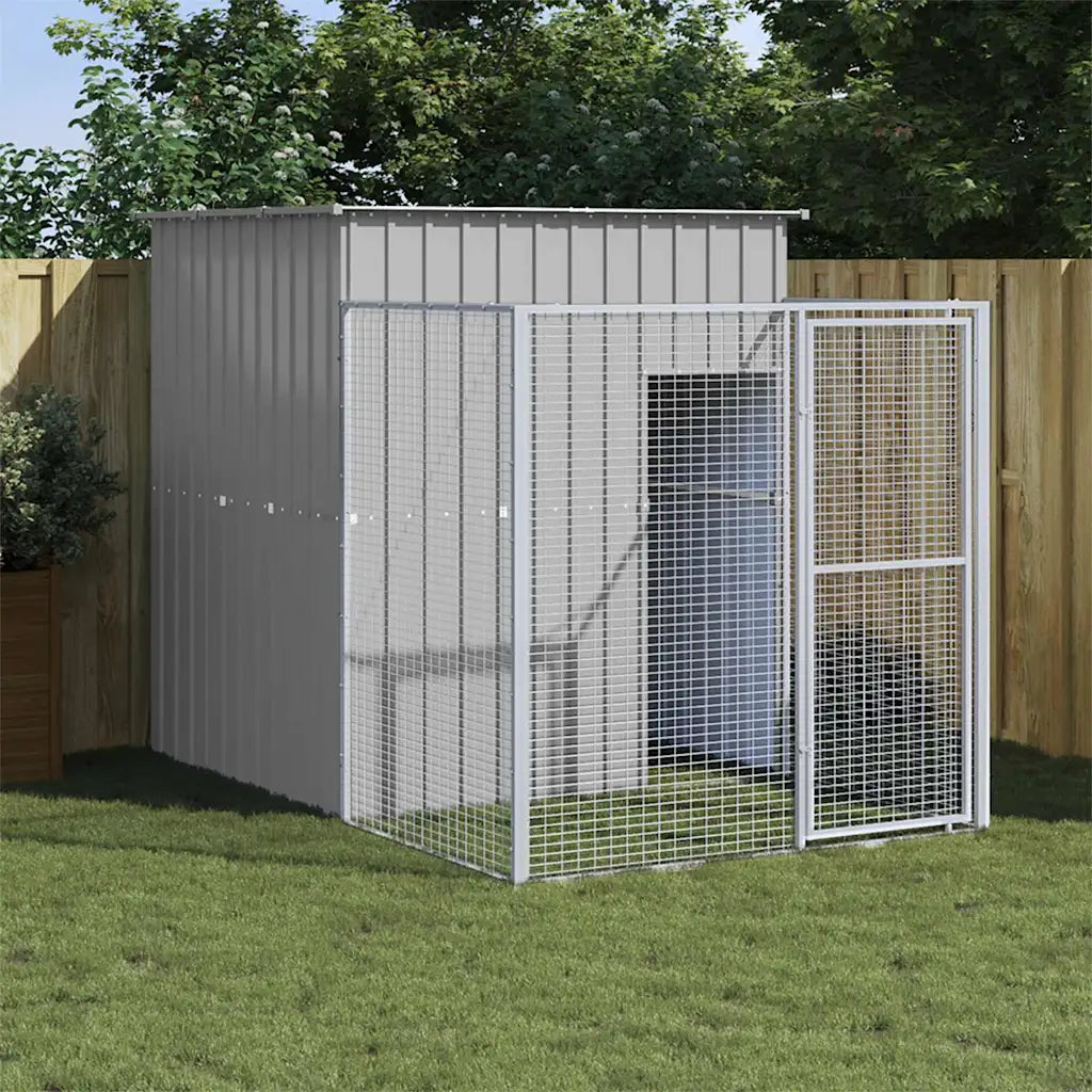 Casetta per cani con corsa 165x251x181 cm acciaio zincato