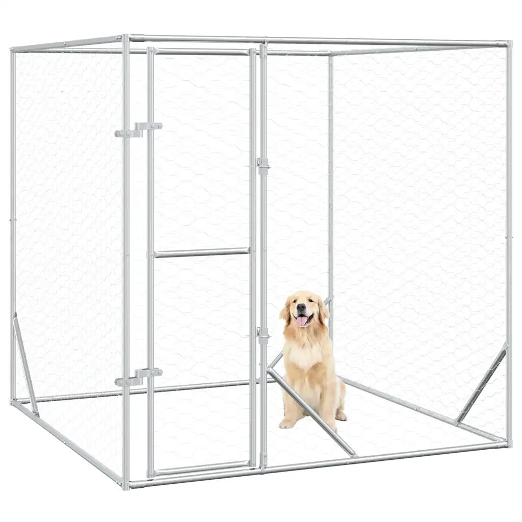 Recinto per cani da esterno 2x2x2 m acciaio zincato
