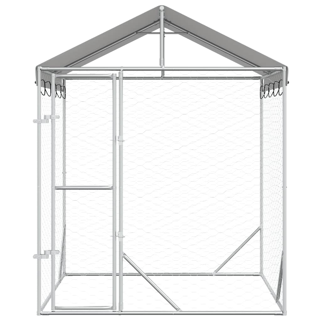 Cuccia Cani da Esterno Tetto Argento 2x2x2,5 m Acciaio Zincato