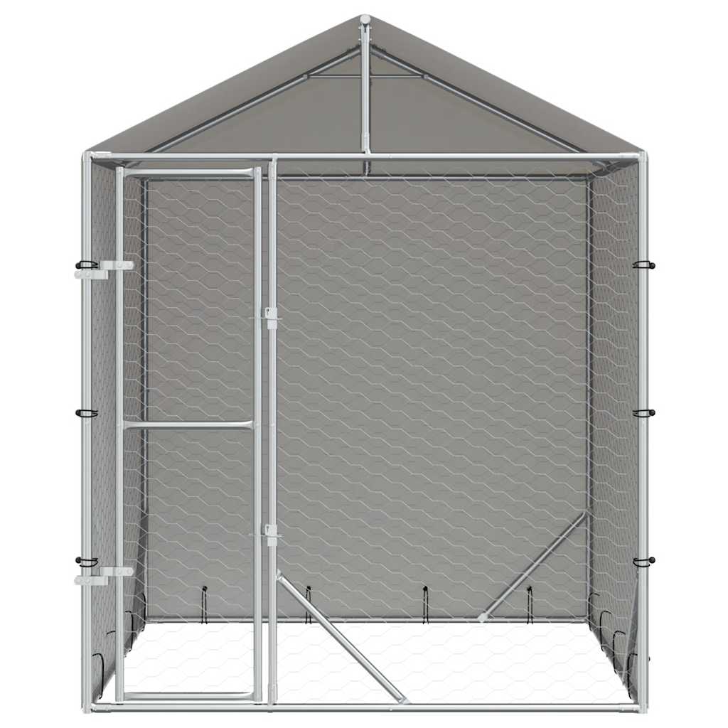 Cuccia Cani da Esterno Tetto Argento 2x2x2,5 m Acciaio Zincato