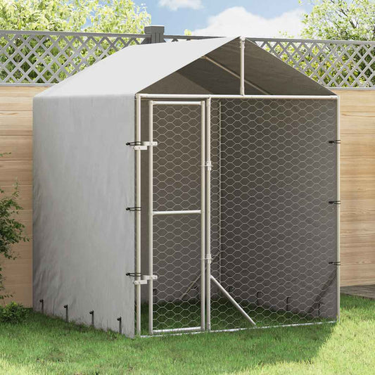Cuccia Cani da Esterno Tetto Argento 2x2x2,5 m Acciaio Zincato