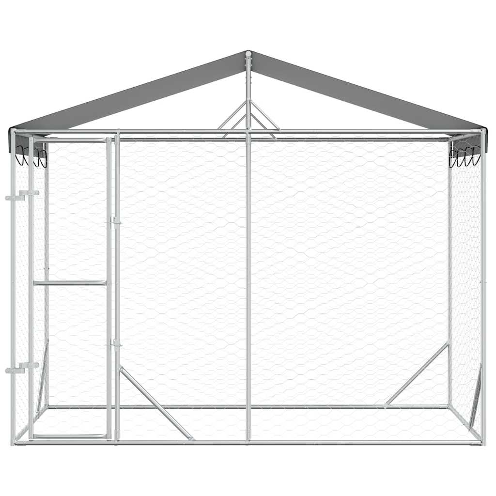 Cuccia Cani da Esterno Tetto Argento 3x1,5x2,5m Acciaio Zincato