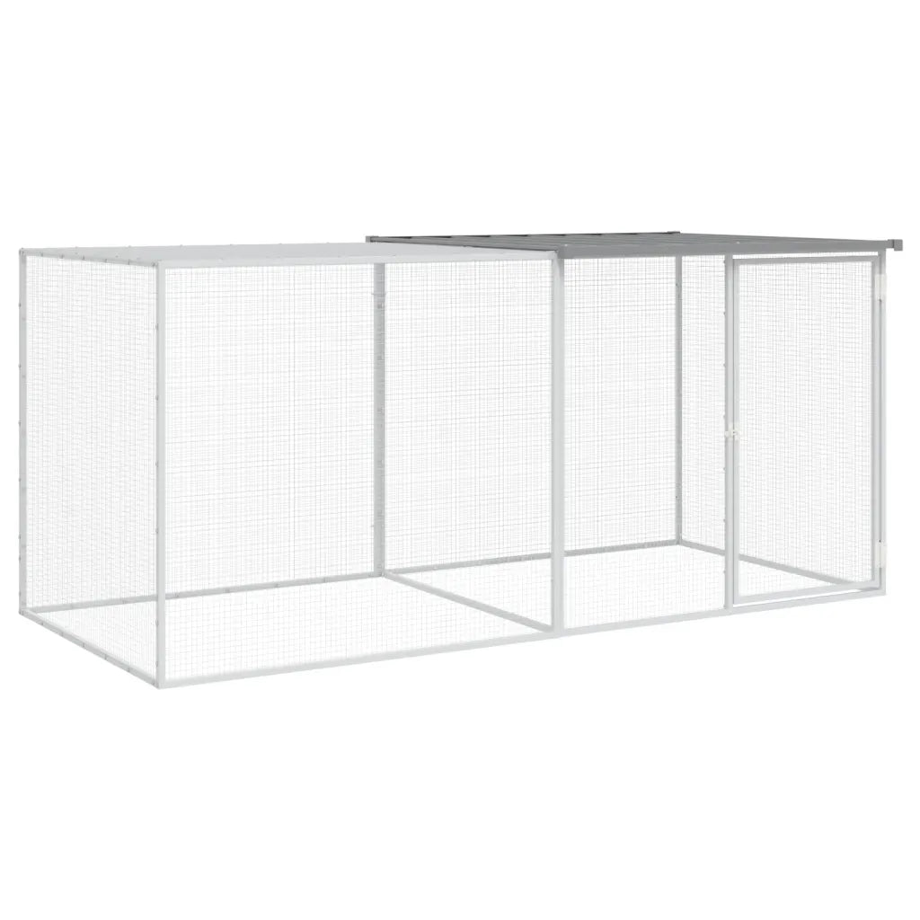 Gabbia per polli con tetto 203x98x90 cm, acciaio zincato