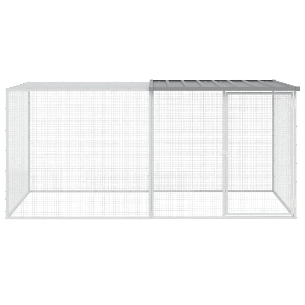 Gabbia per polli con tetto 203x98x90 cm, acciaio zincato