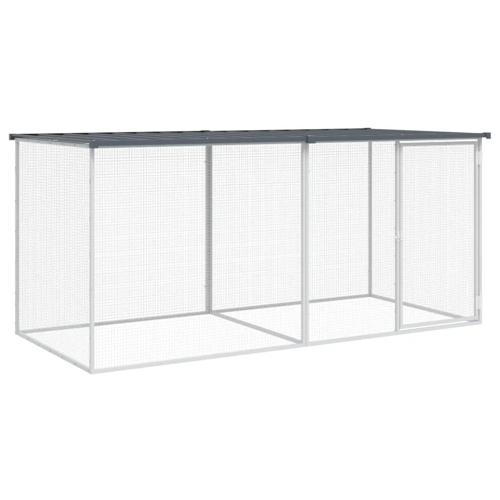 Gabbia per polli con tetto 203x98x90 cm, acciaio zincato