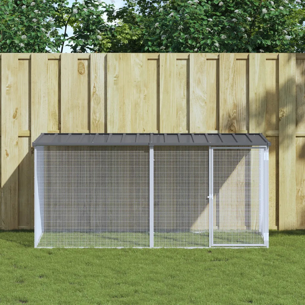 Gabbia per polli con tetto 203x98x90 cm, acciaio zincato