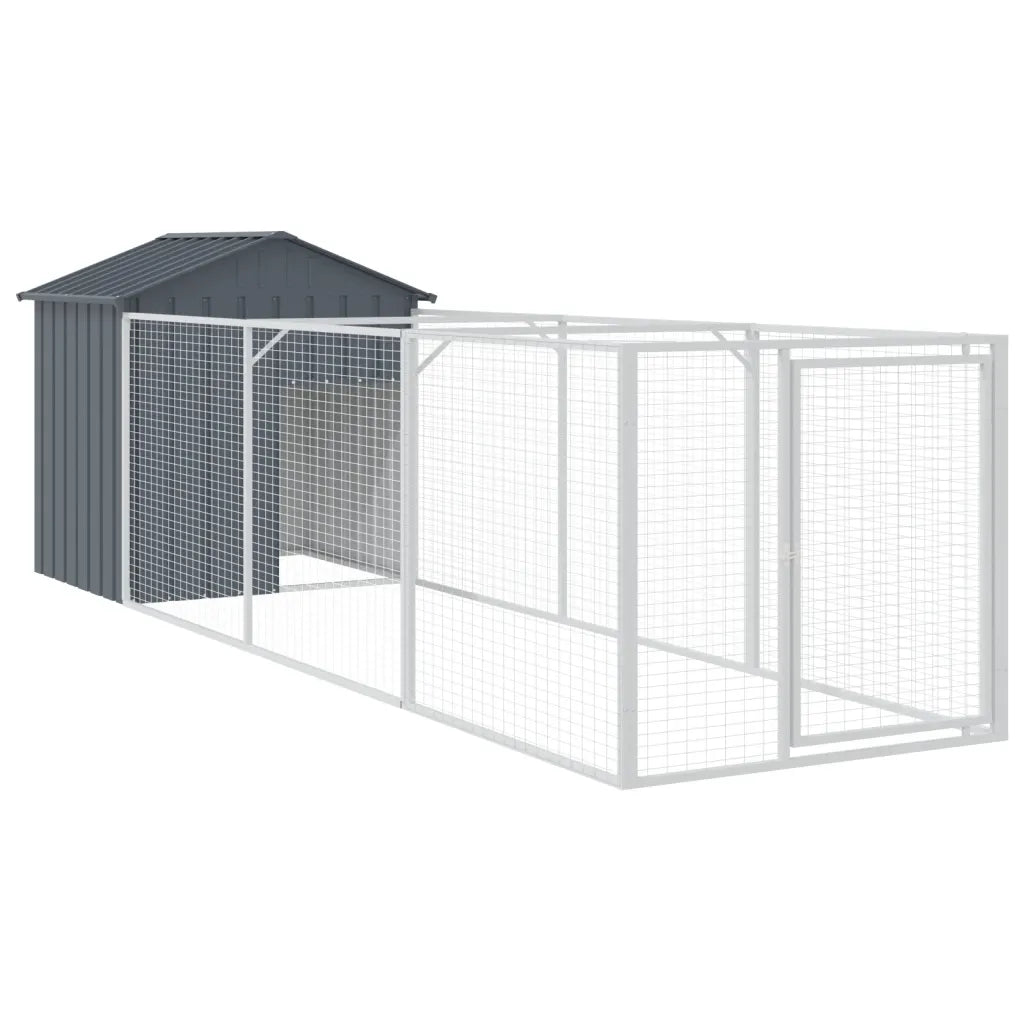 Casetta per cani con recinto e tetto 117x405x123 cm acciaio zincato