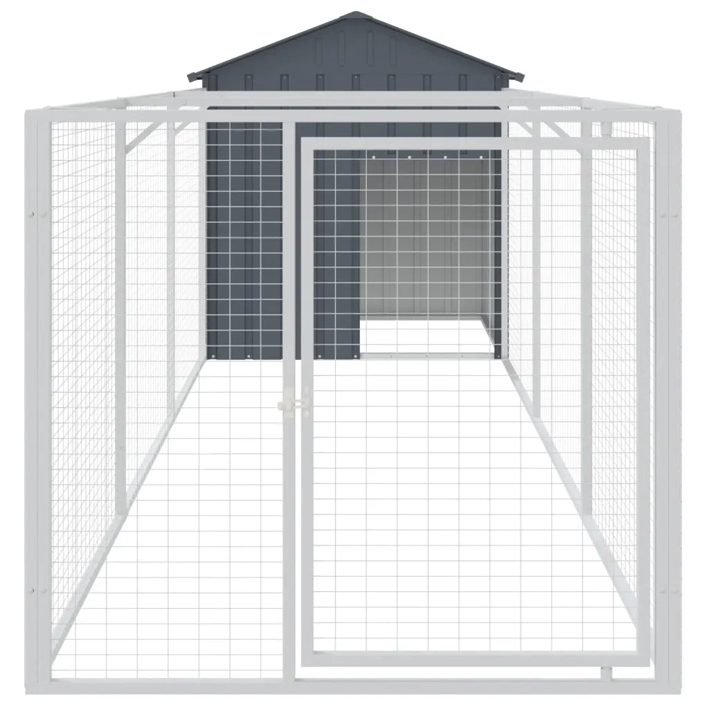 Casetta per cani con recinto e tetto 117x405x123 cm acciaio zincato