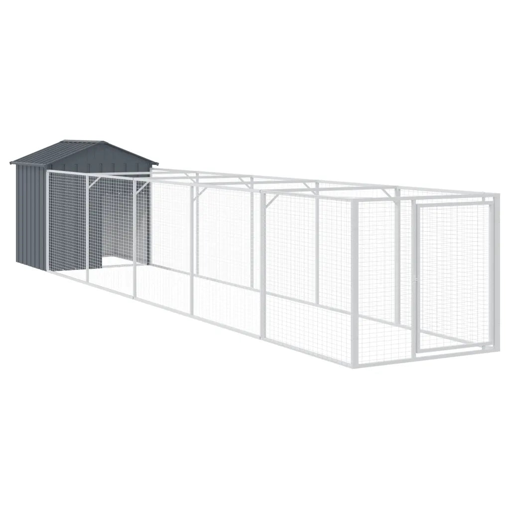 Casetta per cani con tetto e recinto 117x609x123 cm acciaio zincato