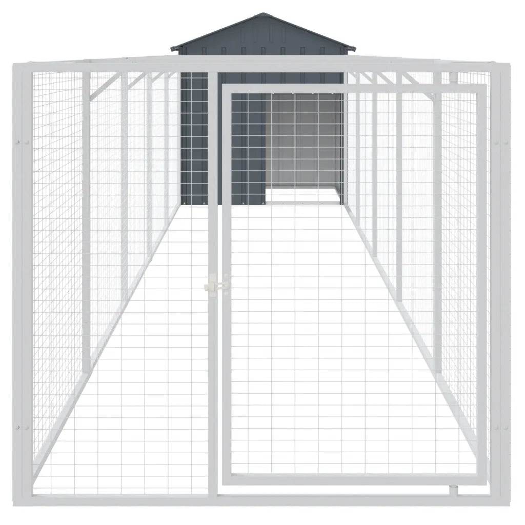 Casetta per cani con tetto e recinto 117x609x123 cm acciaio zincato