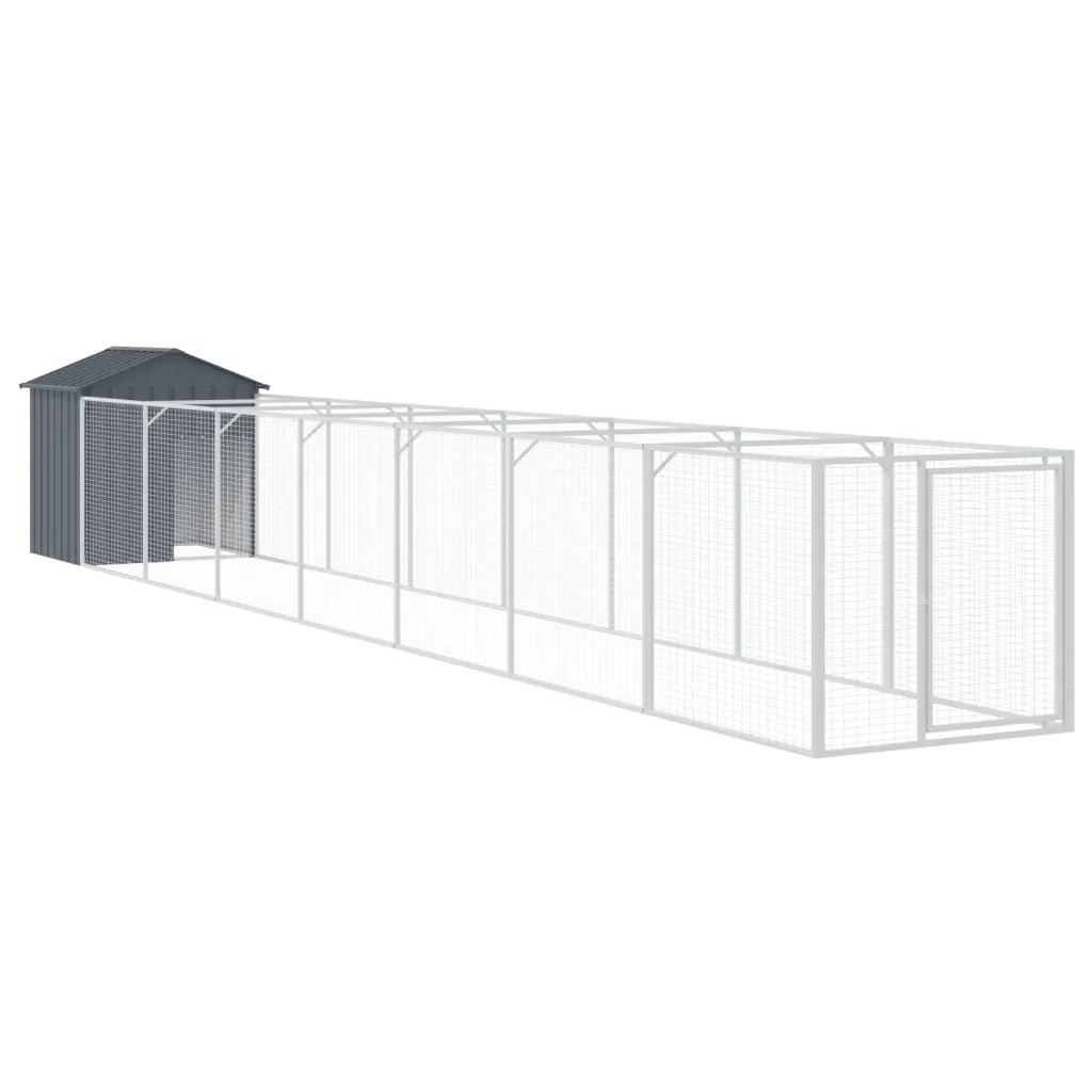Casetta per cani con recinto e tetto 117x813x123 cm acciaio zincato