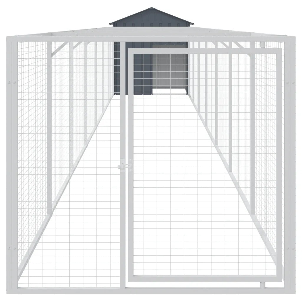 Casetta per cani con recinto e tetto 117x813x123 cm acciaio zincato