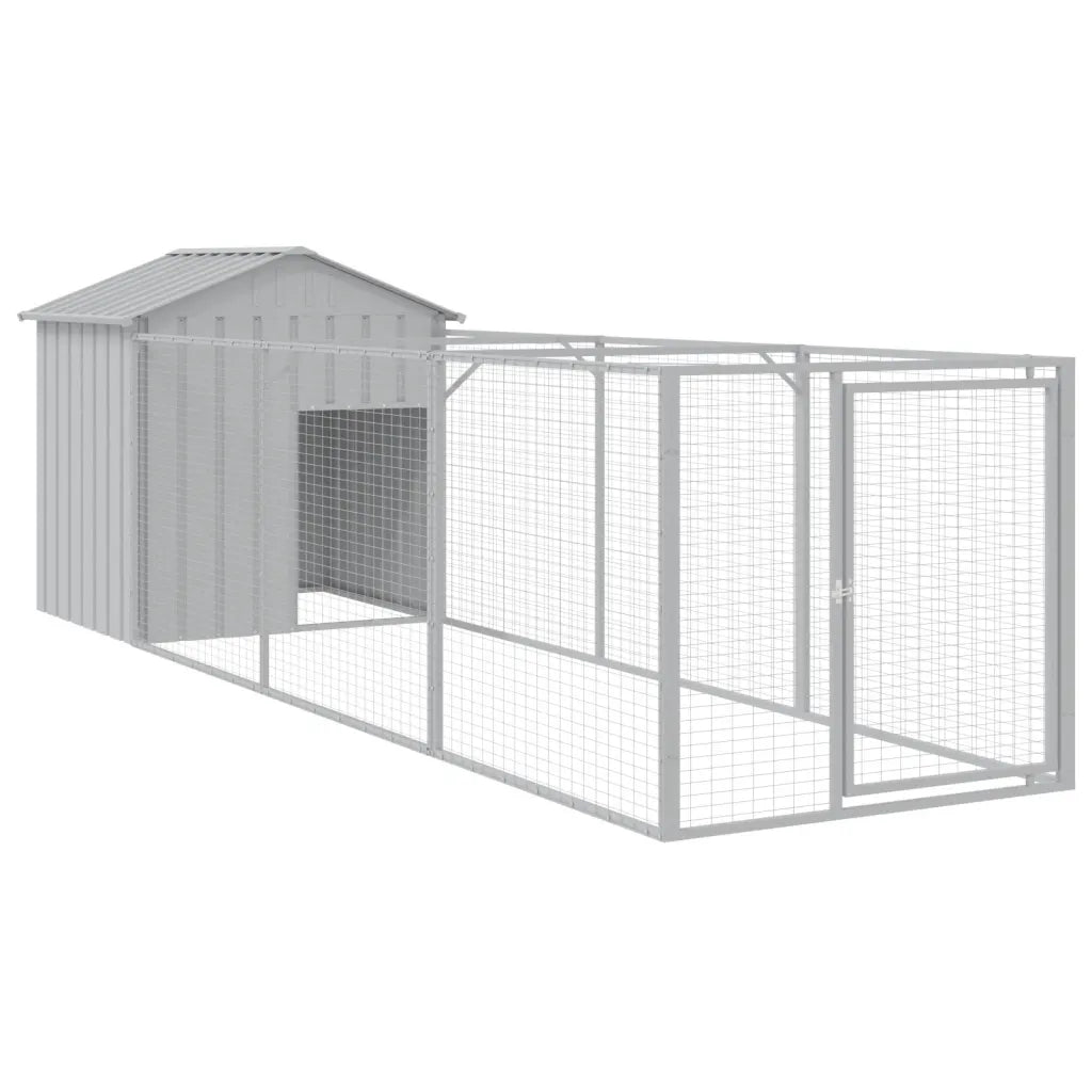 Casetta per cani con recinto e tetto 117x405x123 cm acciaio zincato