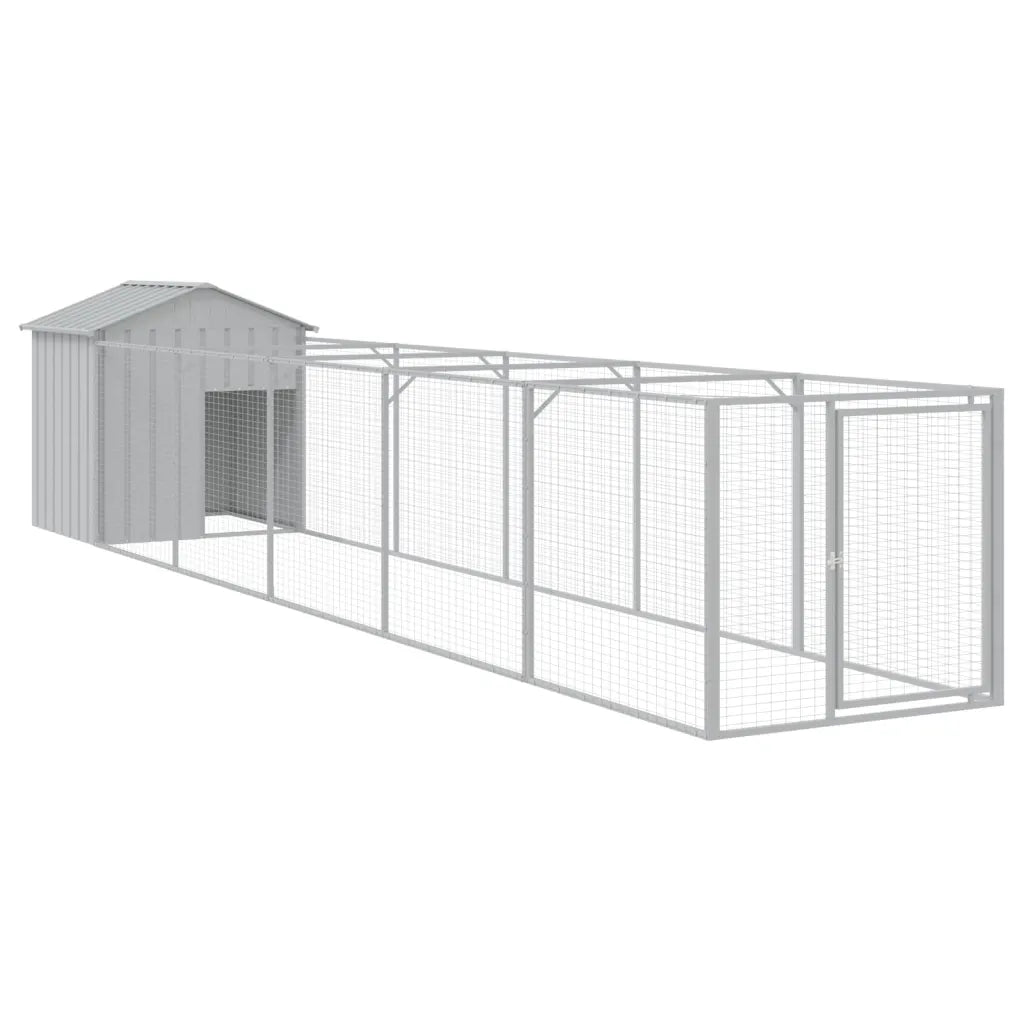 Pollaio con area corsa 117x609x123 cm acciaio zincato