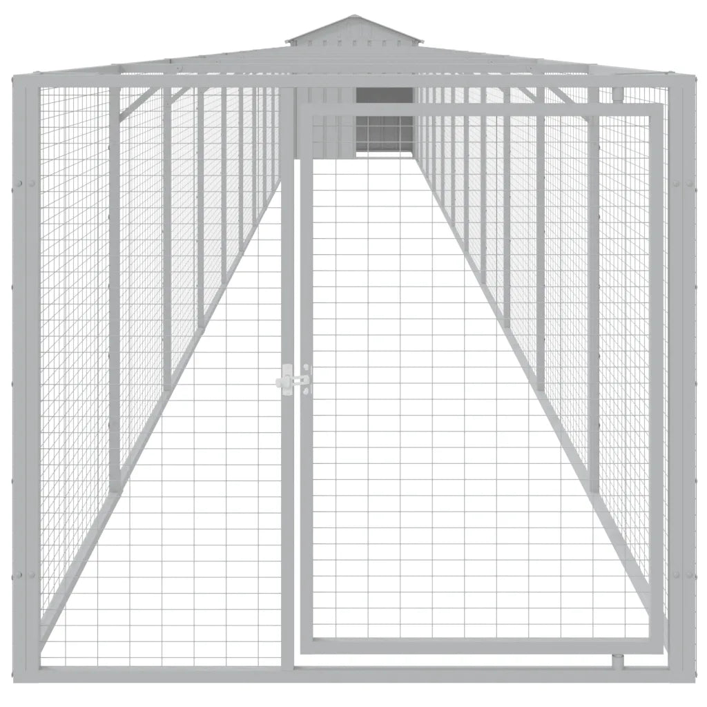 Pollaio con area corsa 117x1221x123 cm acciaio zincato