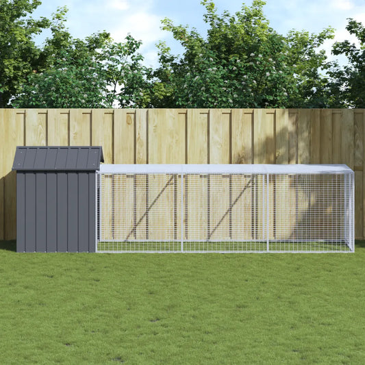 Pollaio con area corsa 117x405x123 cm acciaio zincato