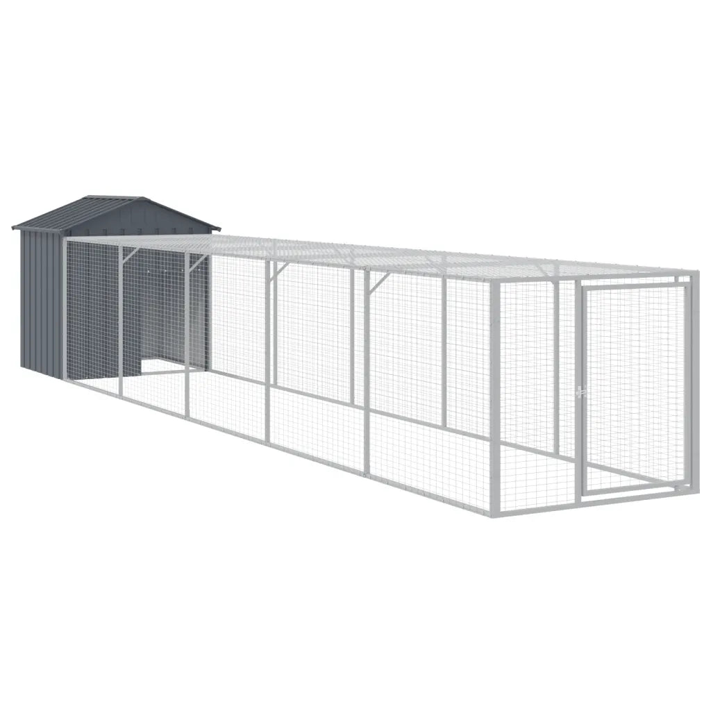 Pollaio con area corsa 117x609x123 cm acciaio zincato