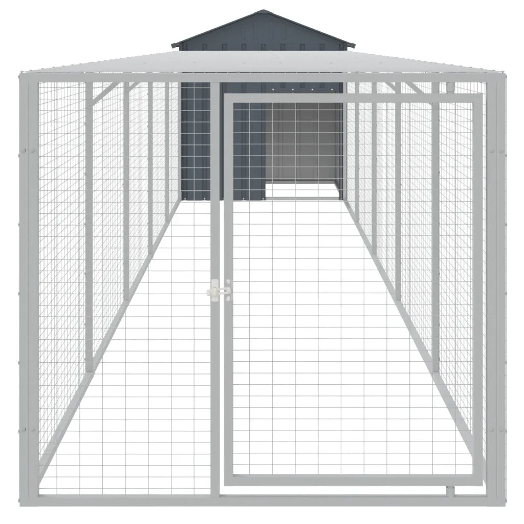 Pollaio con area corsa 117x609x123 cm acciaio zincato
