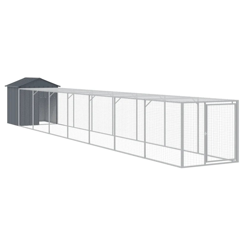 Pollaio con area corsa 117x813x123 cm acciaio zincato