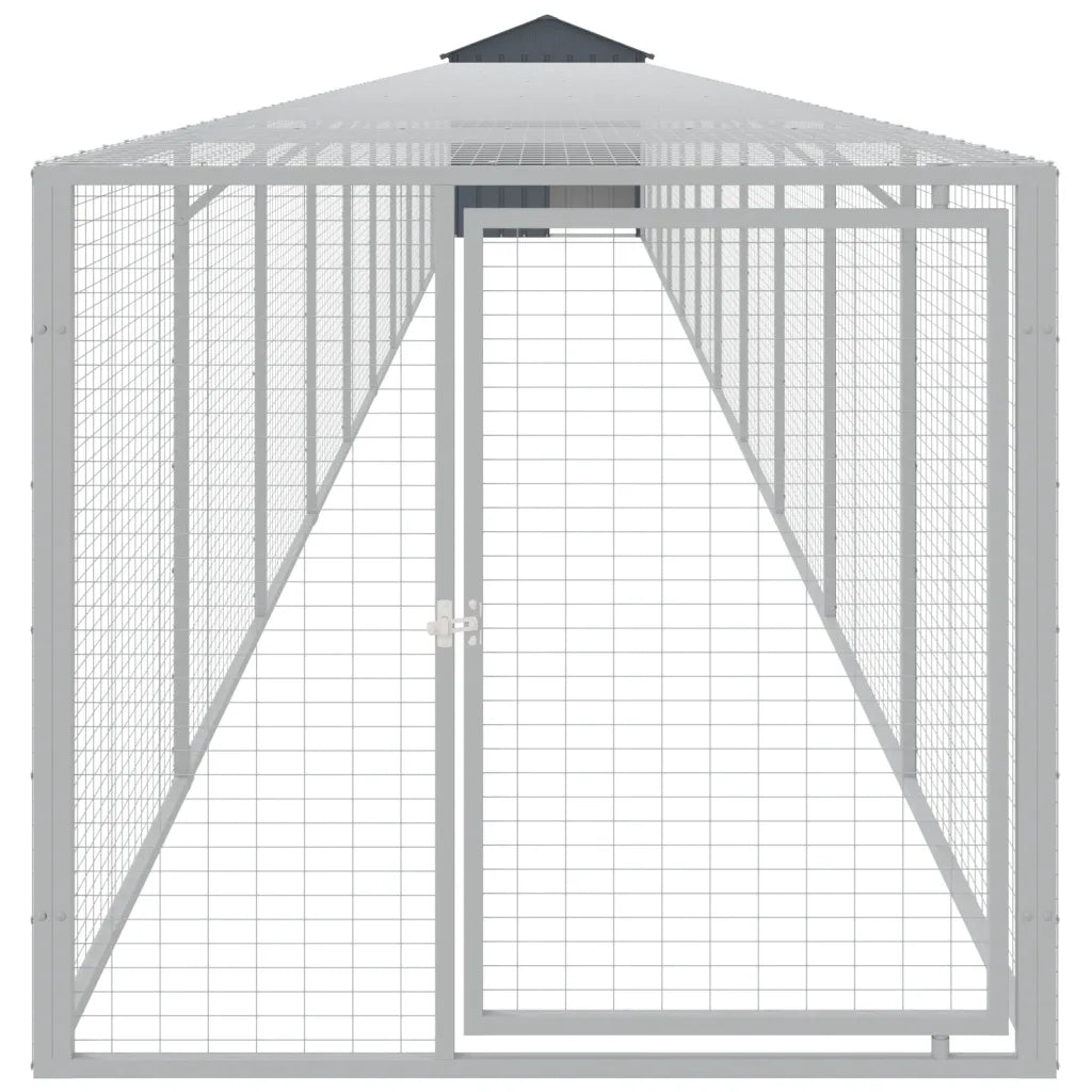 Pollaio con area corsa 117x1221x123 cm acciaio zincato
