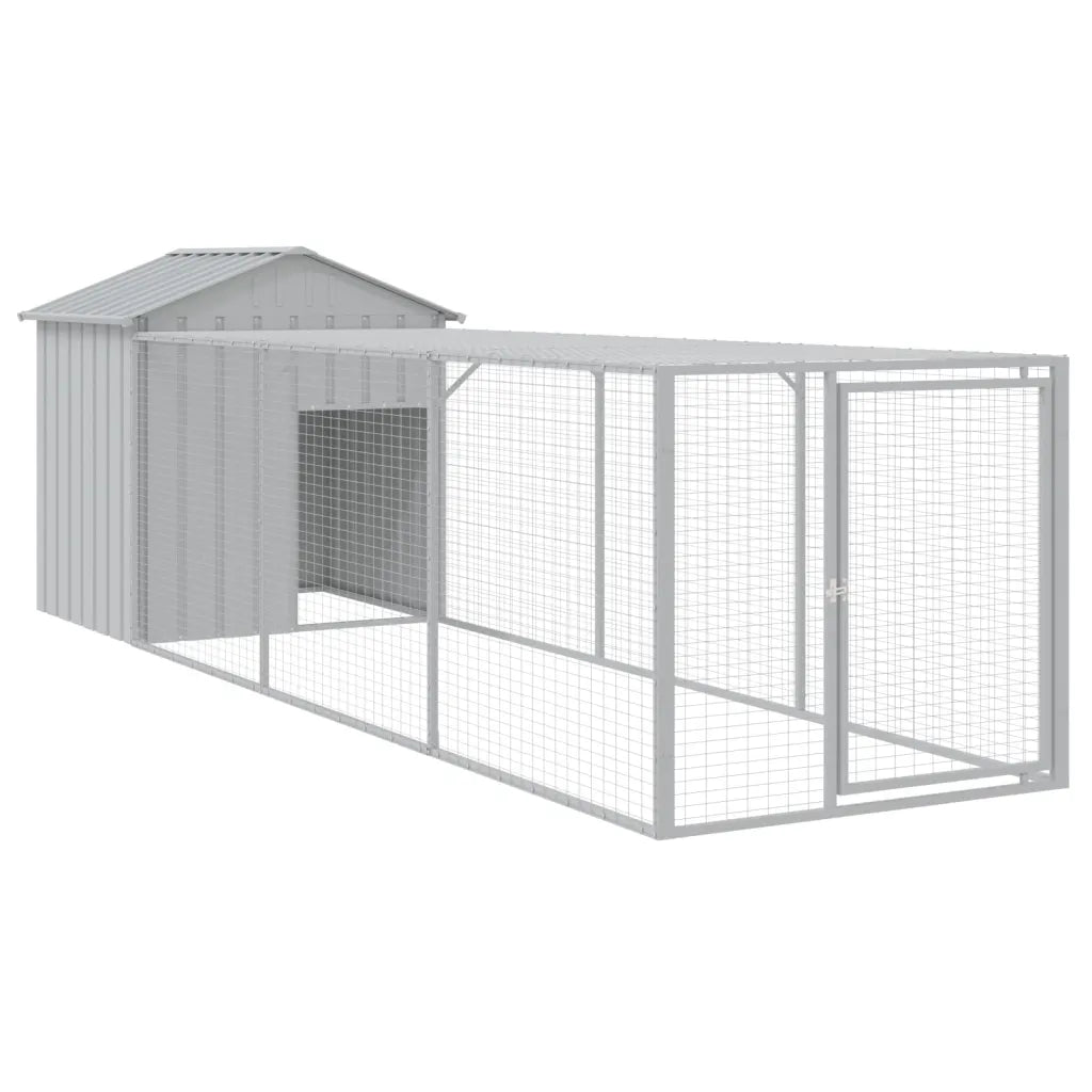 Pollaio con area corsa 117x405x123 cm acciaio zincato