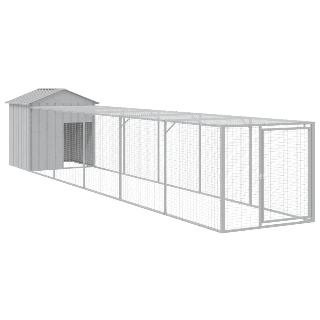 Casetta per cani con tetto e recinto 117x609x123 cm acciaio zincato