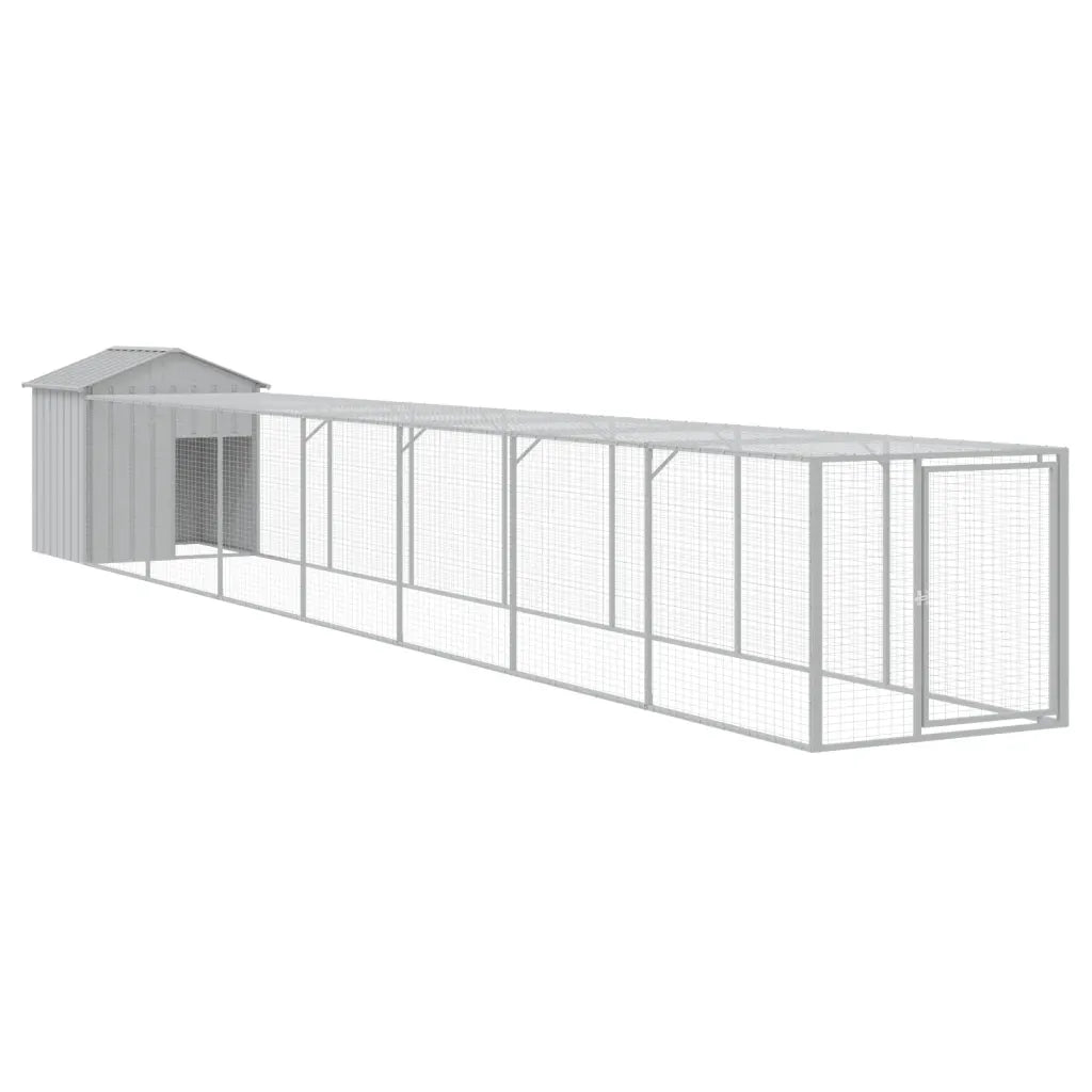 Casetta per cani con recinto e tetto 117x813x123 cm acciaio zincato