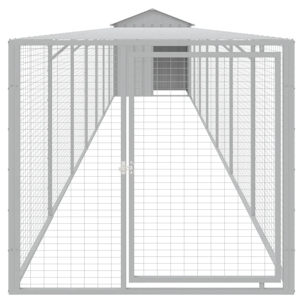 Casetta per cani con recinto e tetto 117x813x123 cm acciaio zincato