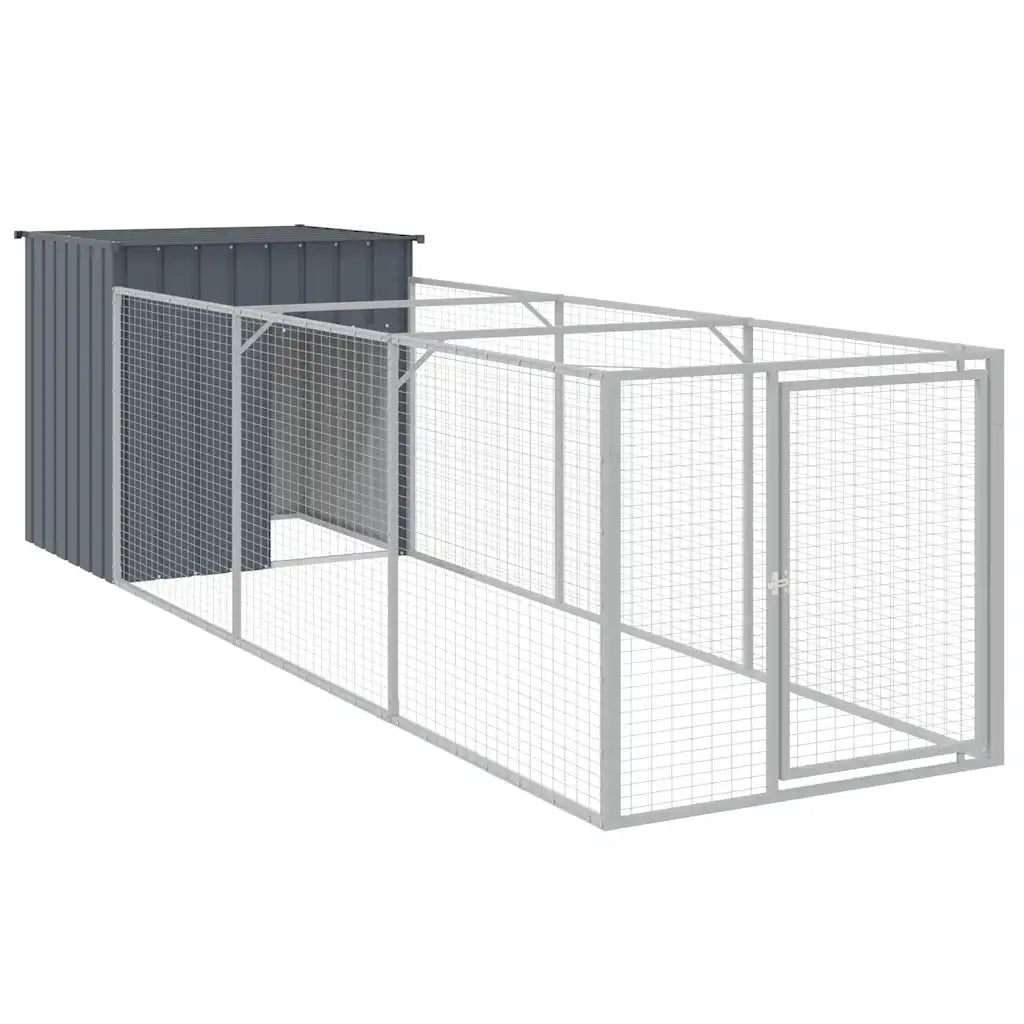 Casetta per cani con corsa 110x405x110 cm in acciaio zincato