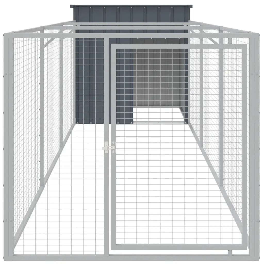 Casetta per cani con corsa 110x405x110 cm in acciaio zincato