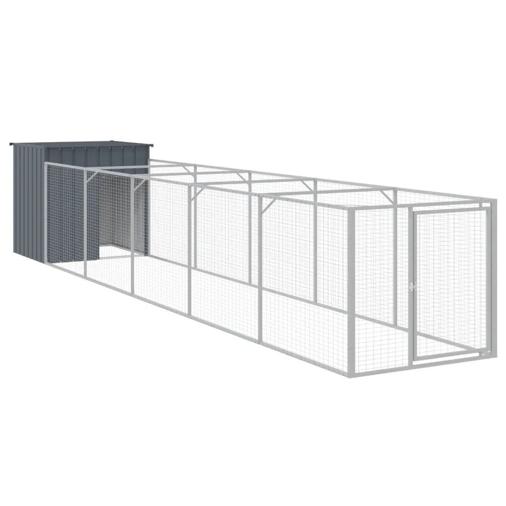 Casetta per cani con corsa 110x609x110 cm in acciaio zincato