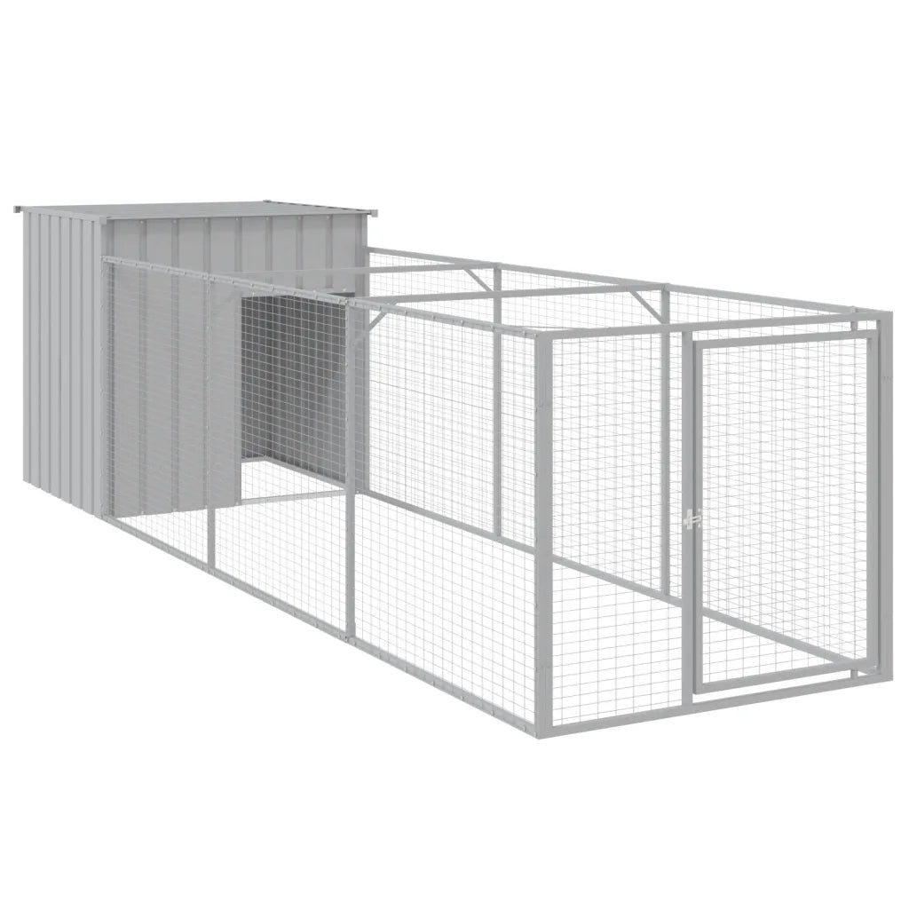 Casetta per cani con corsa 110x405x110 cm in acciaio zincato