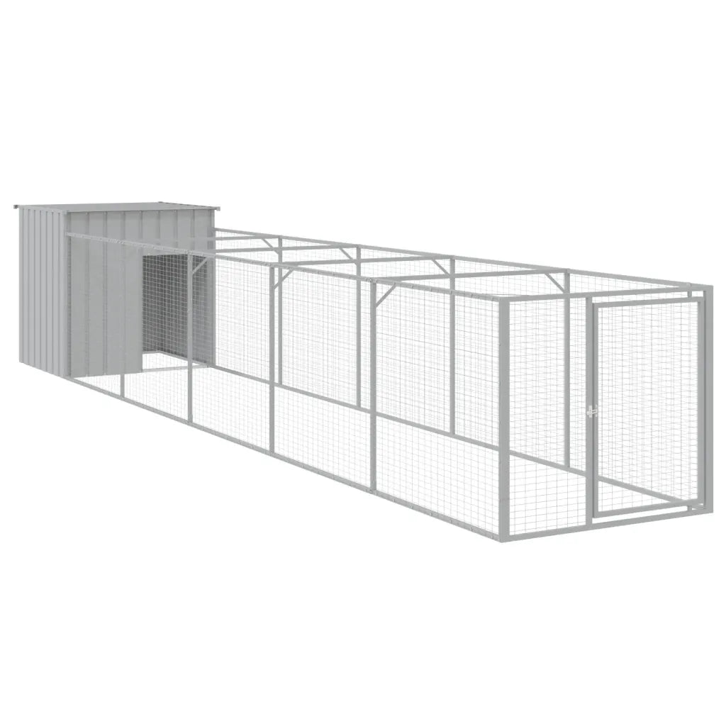 Casetta per cani con corsa 110x609x110 cm in acciaio zincato