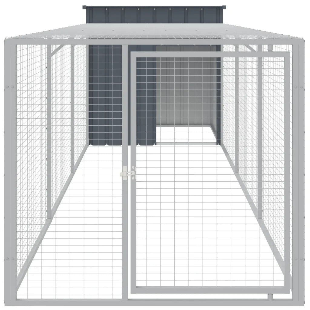 Pollaio con area corsa 110x405x110 cm acciaio zincato