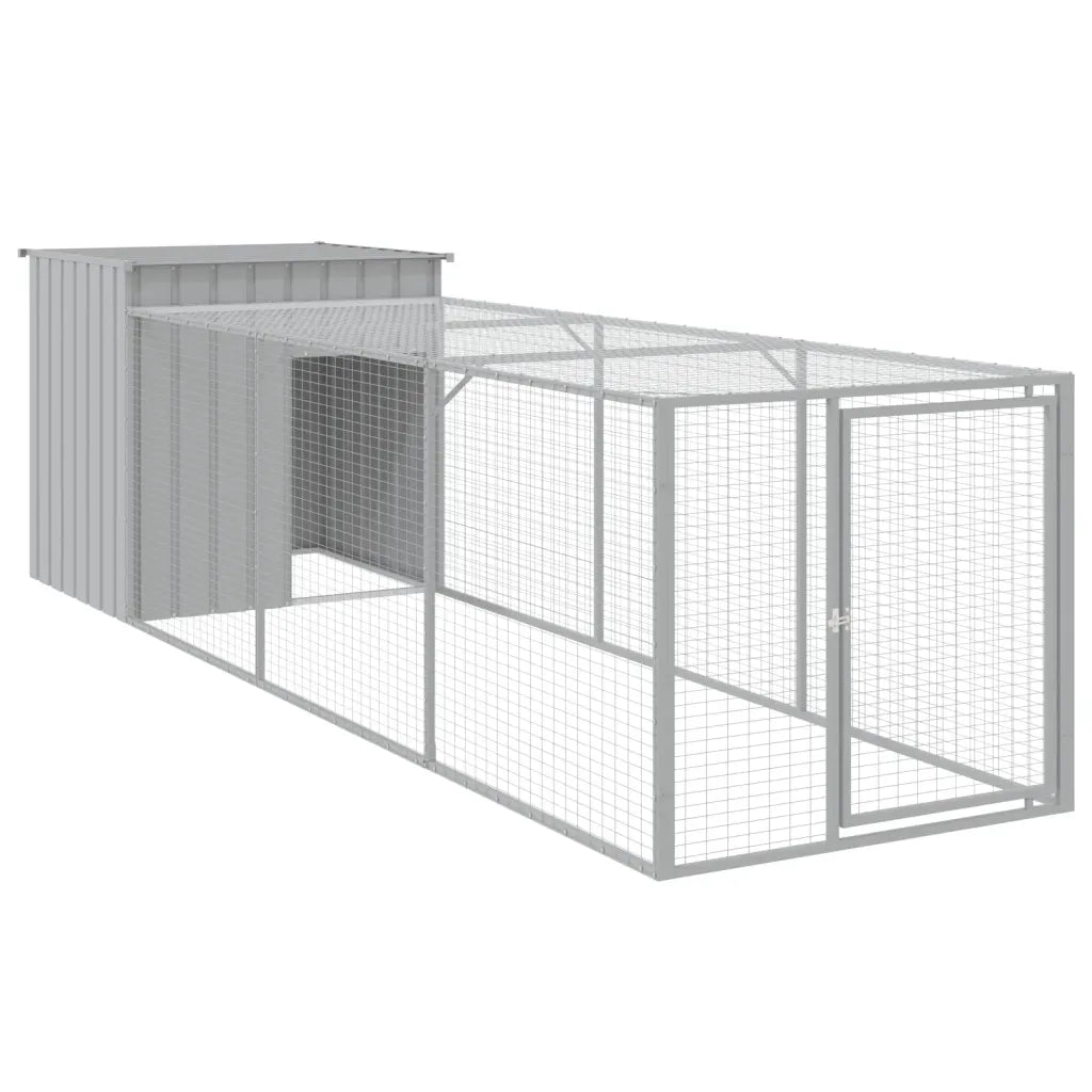 Pollaio con area corsa 110x405x110 cm acciaio zincato