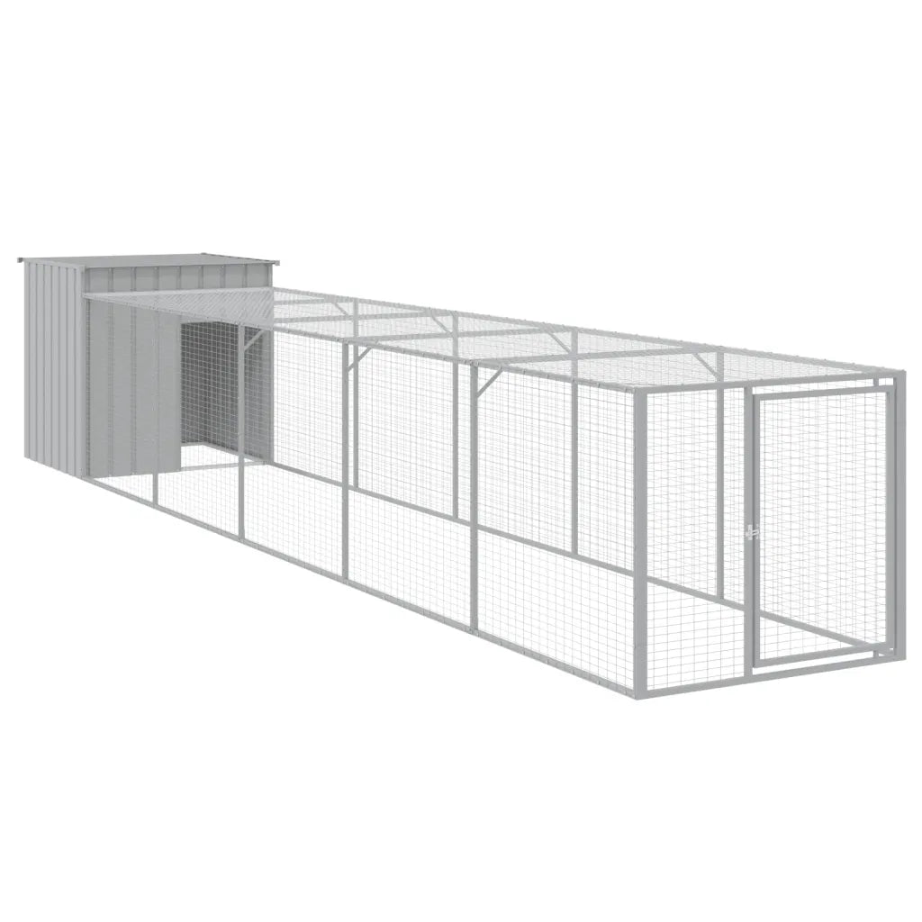 Pollaio con area corsa 110x609x110 cm in acciaio zincato