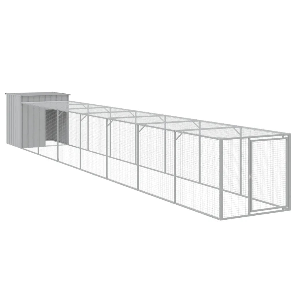Casetta per cani con corsa 110x813x110 cm in acciaio zincato