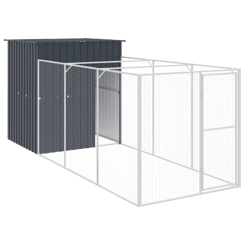 Casetta per cani con corsa 165x455x181 cm in acciaio zincato