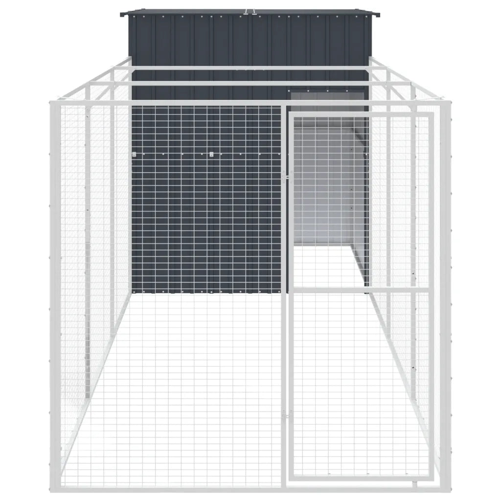 Casetta per cani con corsa 165x455x181 cm in acciaio zincato