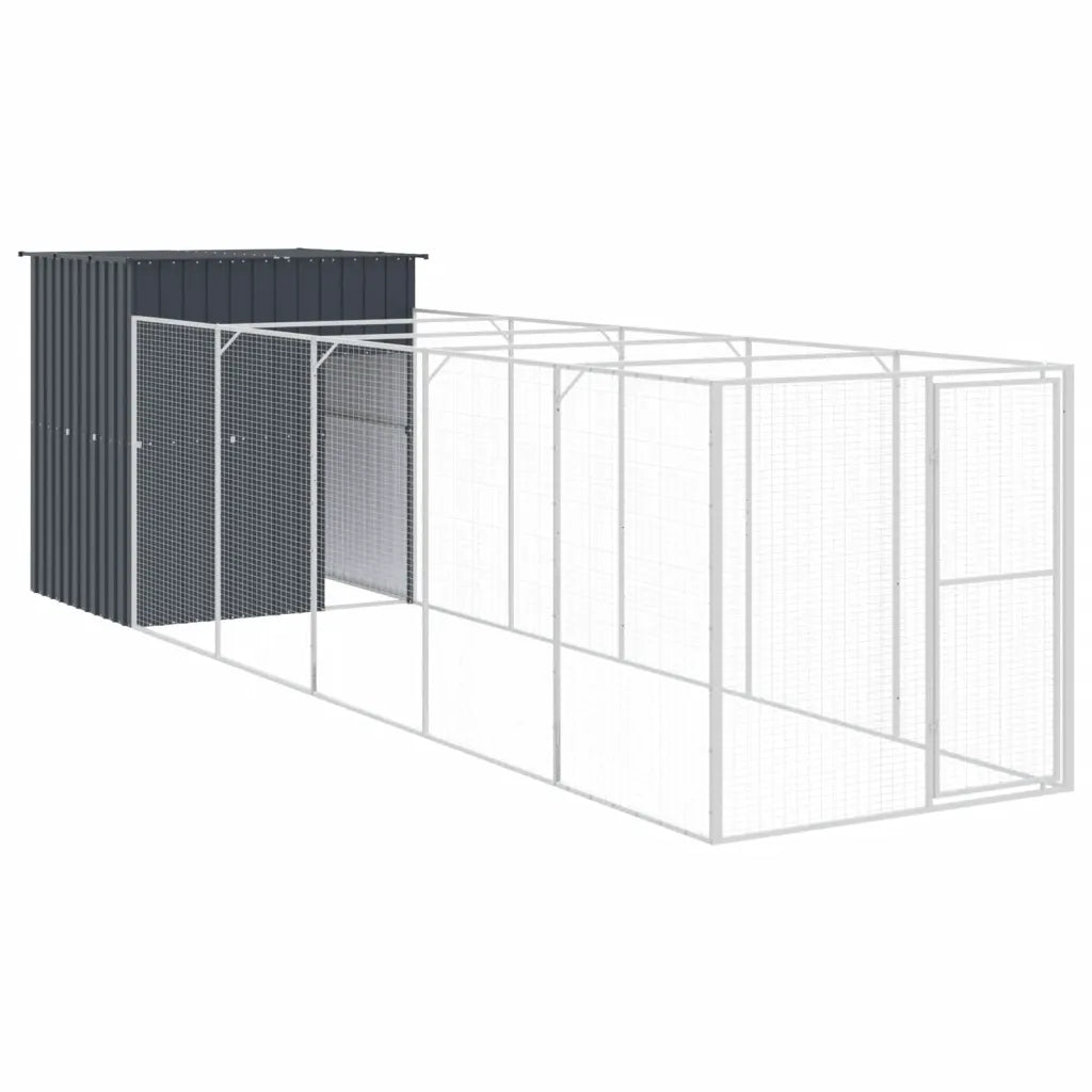 Casetta per cani con corsa 165x659x181 cm in acciaio zincato