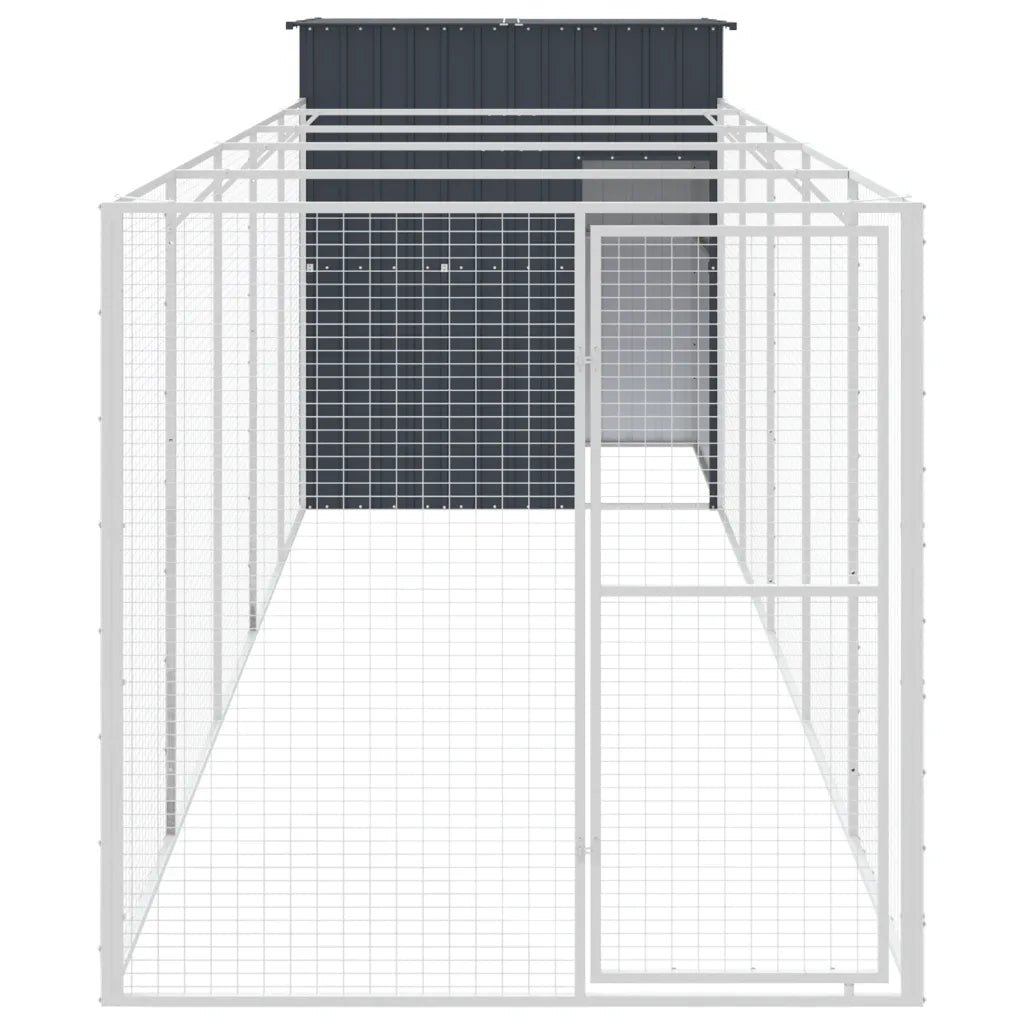 Casetta per cani con corsa 165x659x181 cm in acciaio zincato