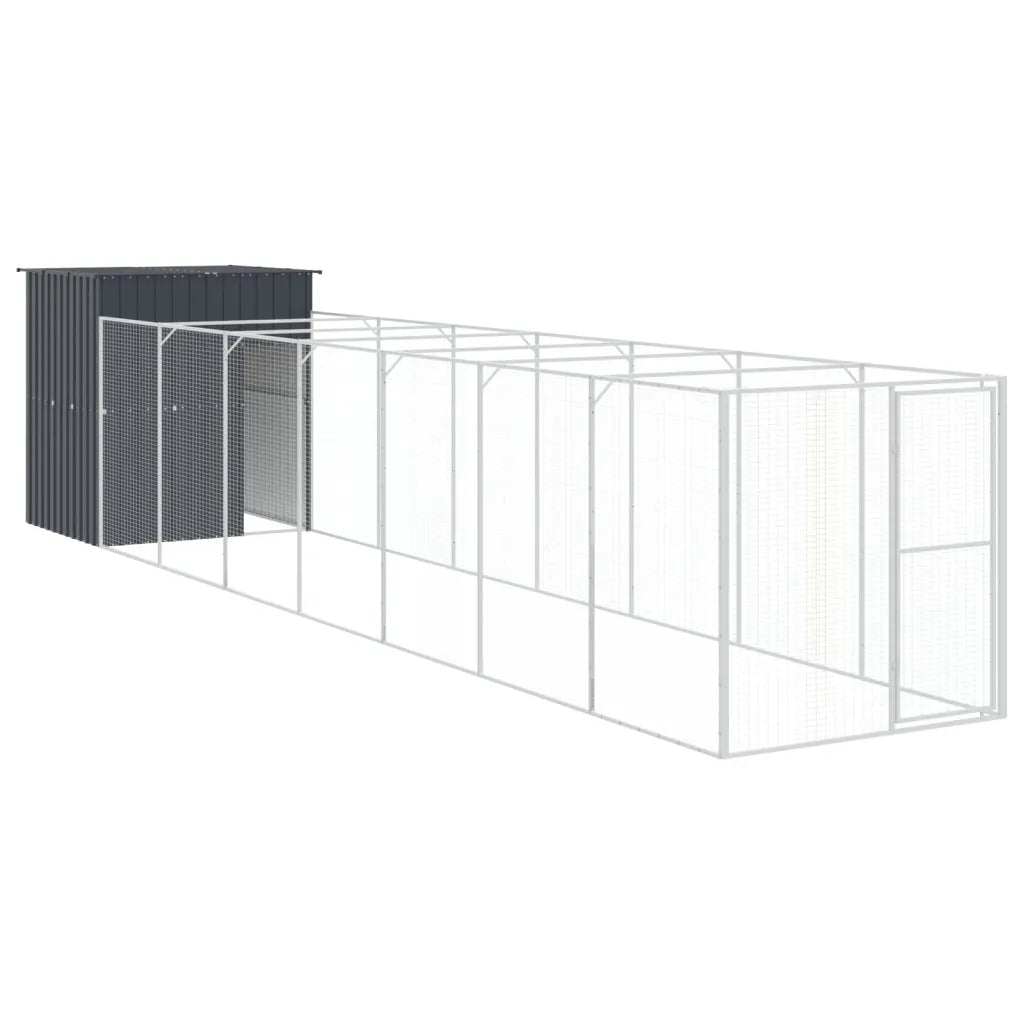 Casetta per cani con corsa 165x863x181 cm in acciaio zincato