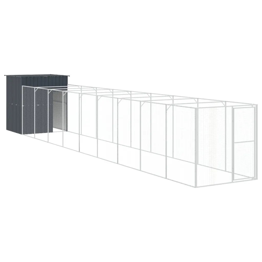 Casetta per cani con corsa 165x1067x181 cm in acciaio zincato