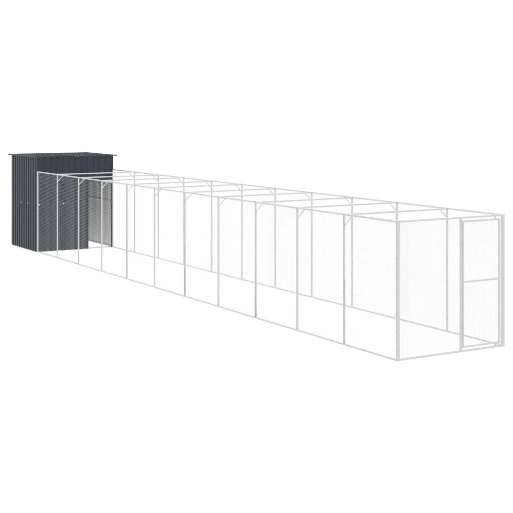 Casetta per cani con corsa 165x1271x181 cm in acciaio zincato