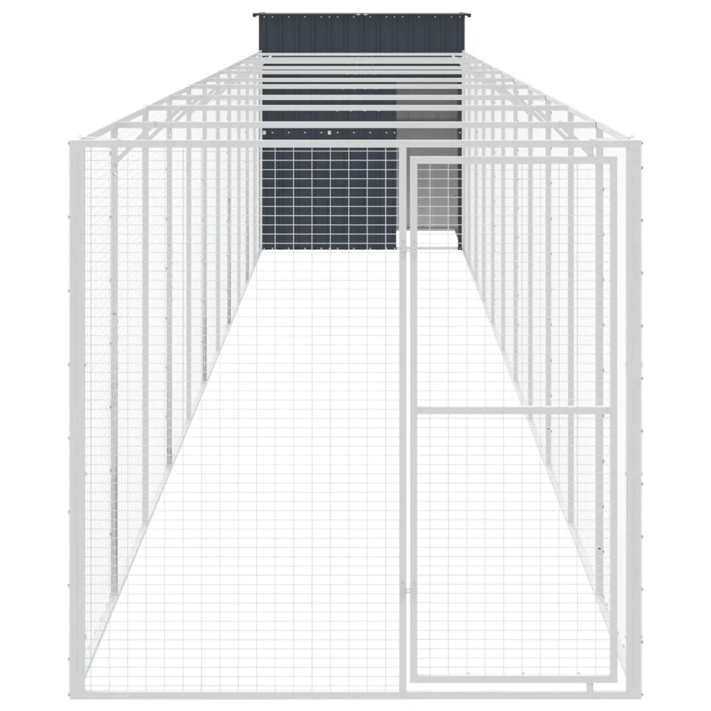 Casetta per cani con corsa 165x1271x181 cm in acciaio zincato