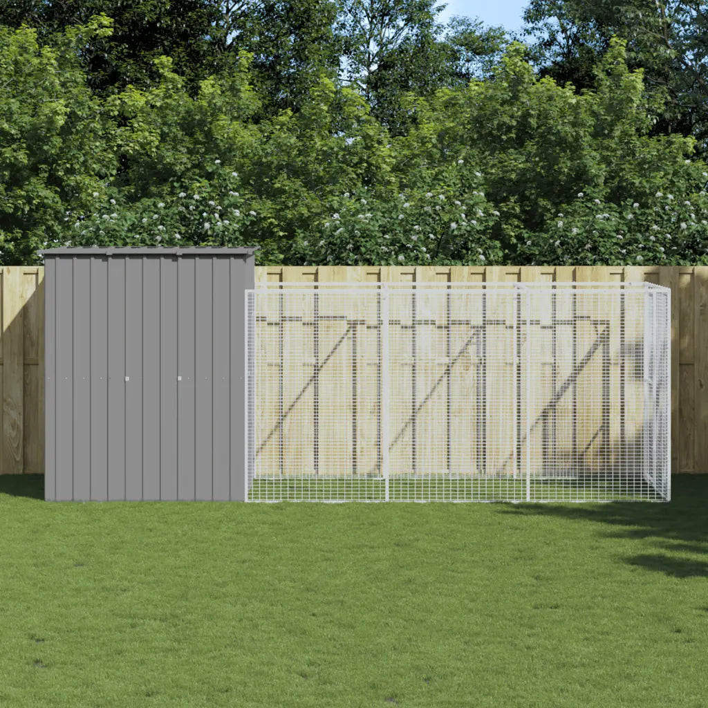 Pollaio con area corsa 165x455x181 cm acciaio zincato